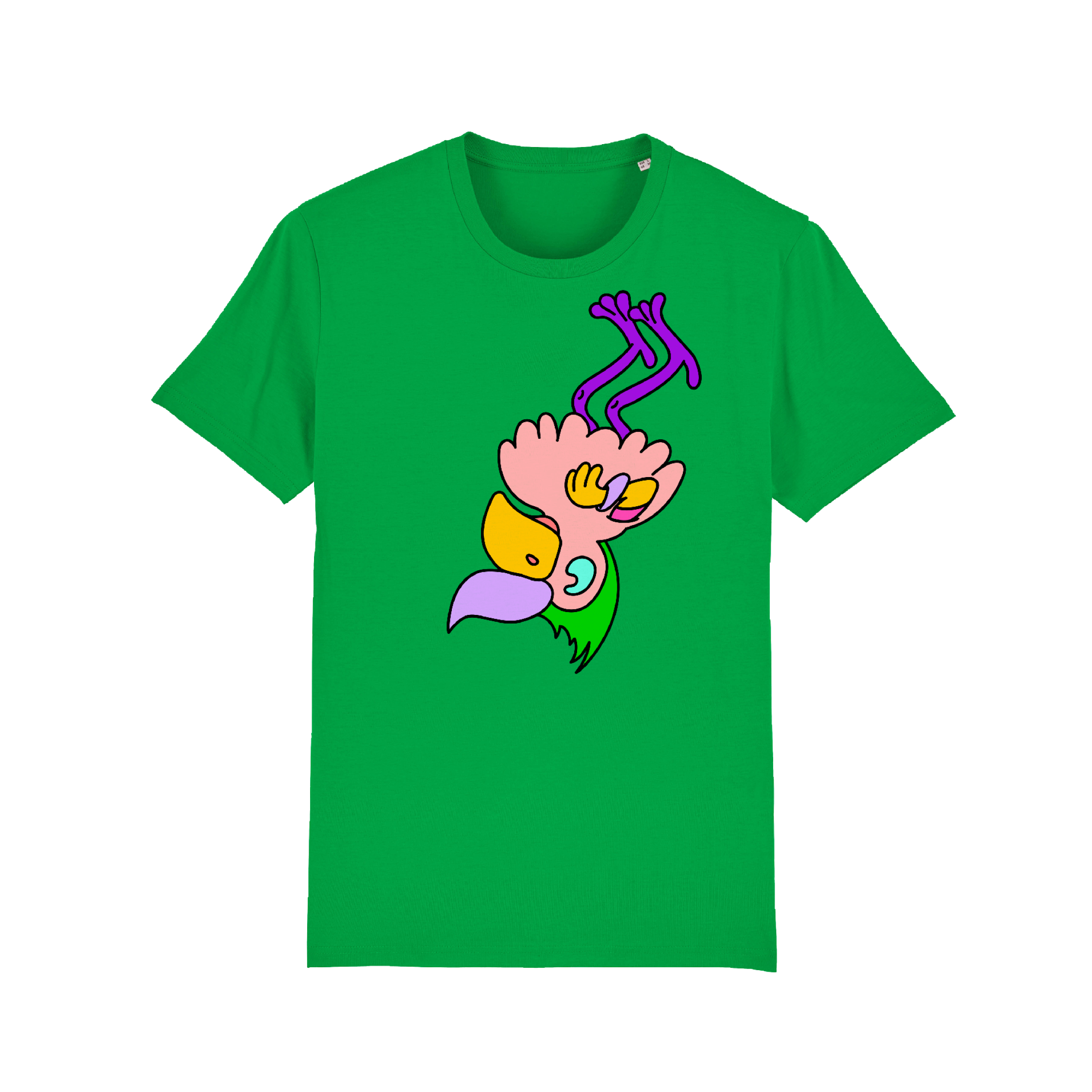 product image of illustrated t-shirt with colorful bird print _sarah_haug