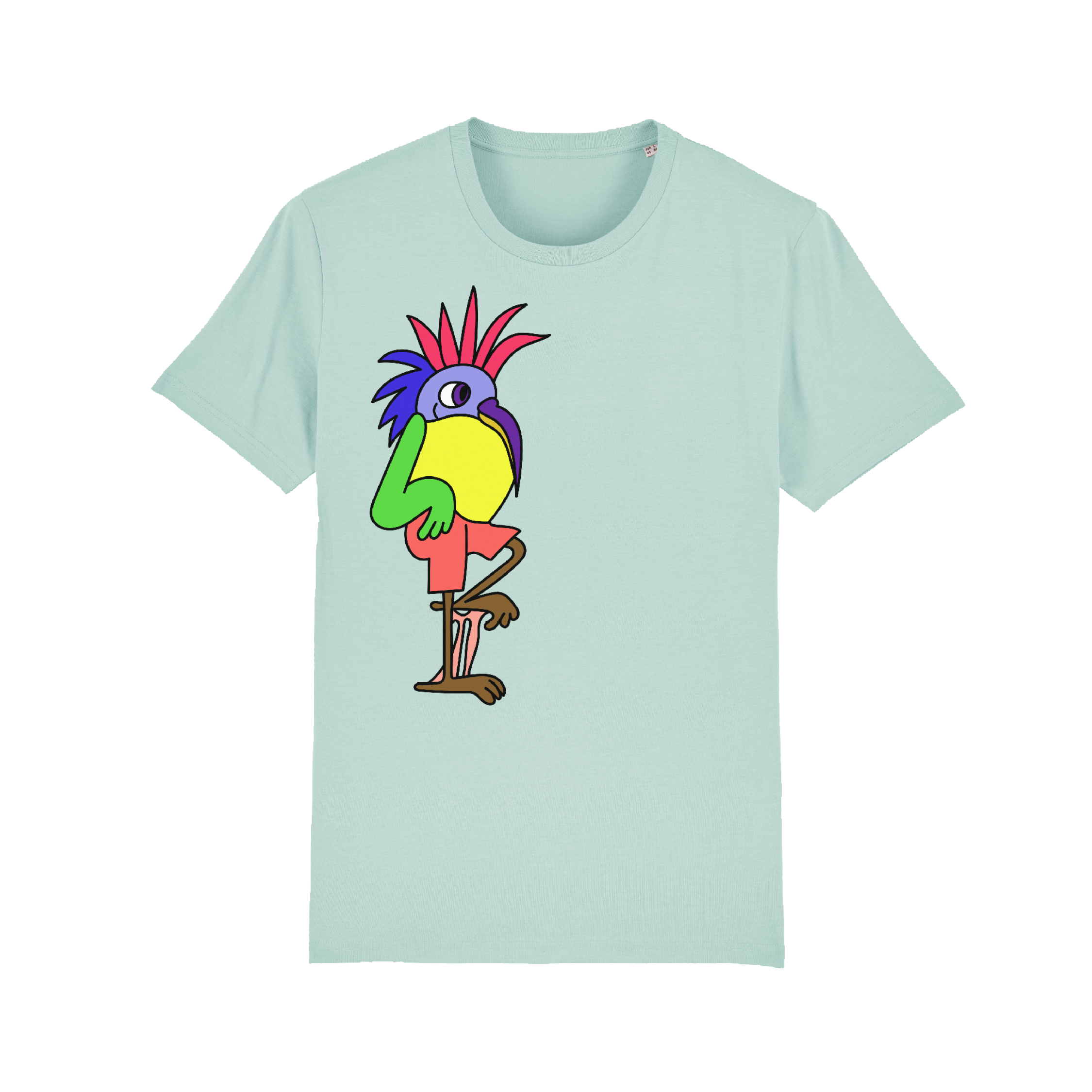 product image of illustrated t-shirt with colorful bird print _sarah_haug